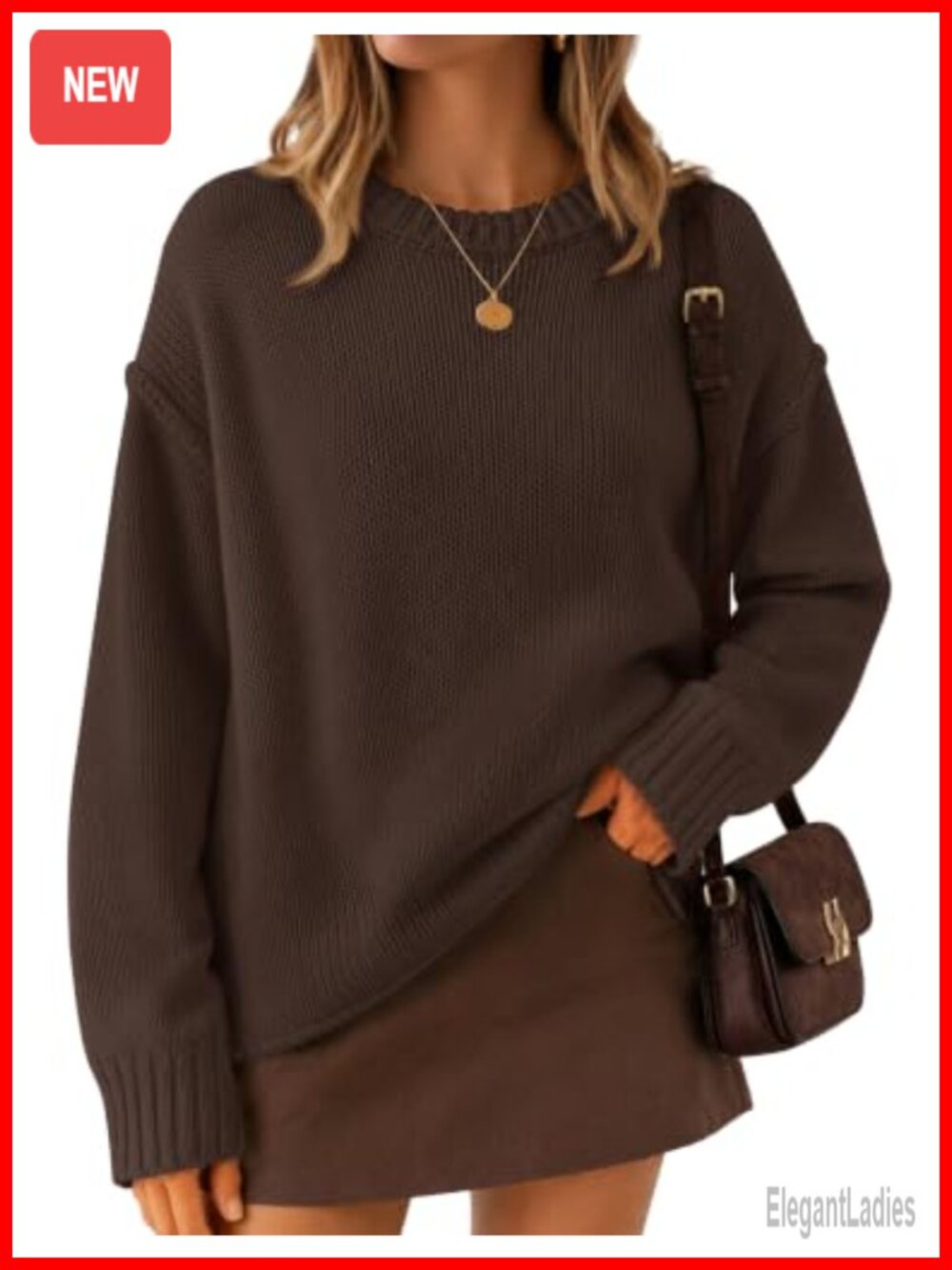 Oversized Chunky Crewneck Long Sleeve Sweater Pullover